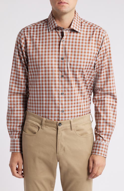 Scott Barber Exploded Check Mélange Button-Up Shirt in Auburn 