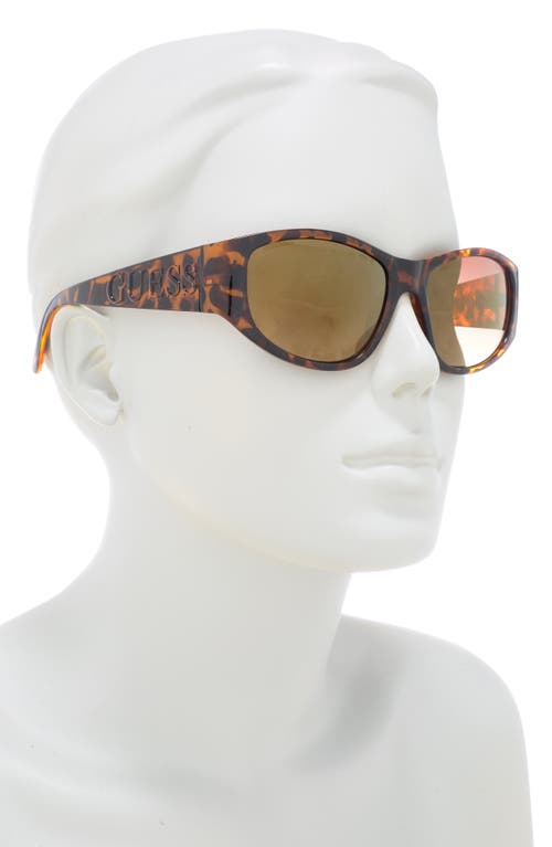 Shop Guess 58mm Geometric Sunglasses In Dark Havana/brown Mirror