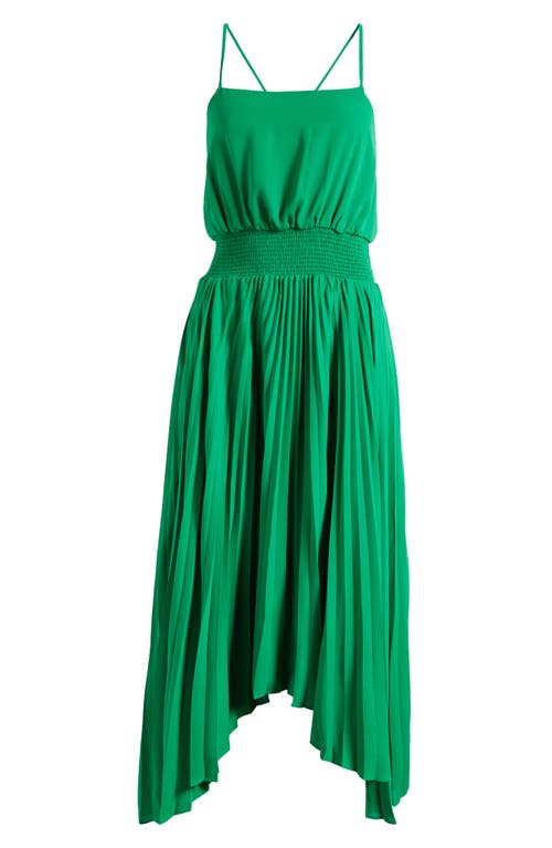 halogen(r) Pleated Sharkbite Hem Midi Dress in Jolly Green