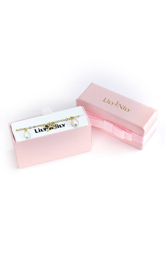 Lily Nily Kids' Cubic Zirconia & Pearl Charm Bracelet In Gold