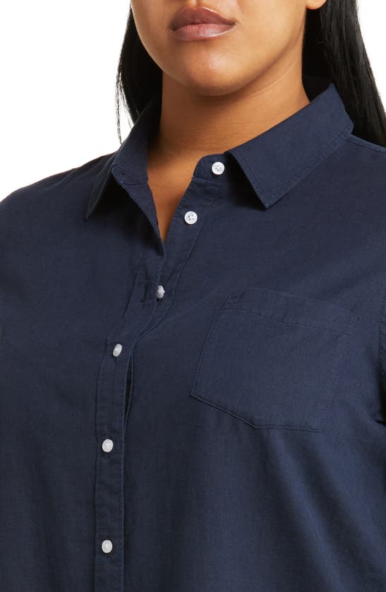 CASLON CASLON(R) LONG SLEEVE LINEN BLEND BUTTON-UP SHIRT