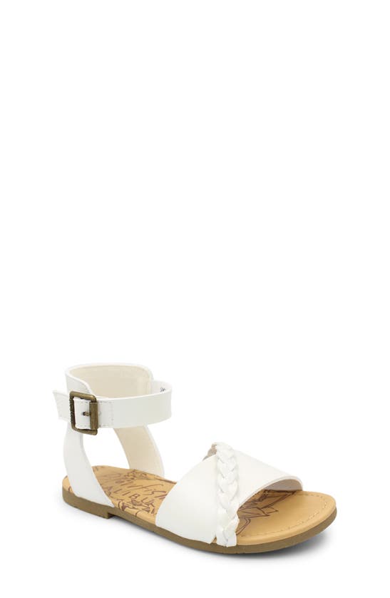 Blowfish Footwear Kids' Sabar Ankle Strap Flat Sandal In Pearl White/ Metallic White