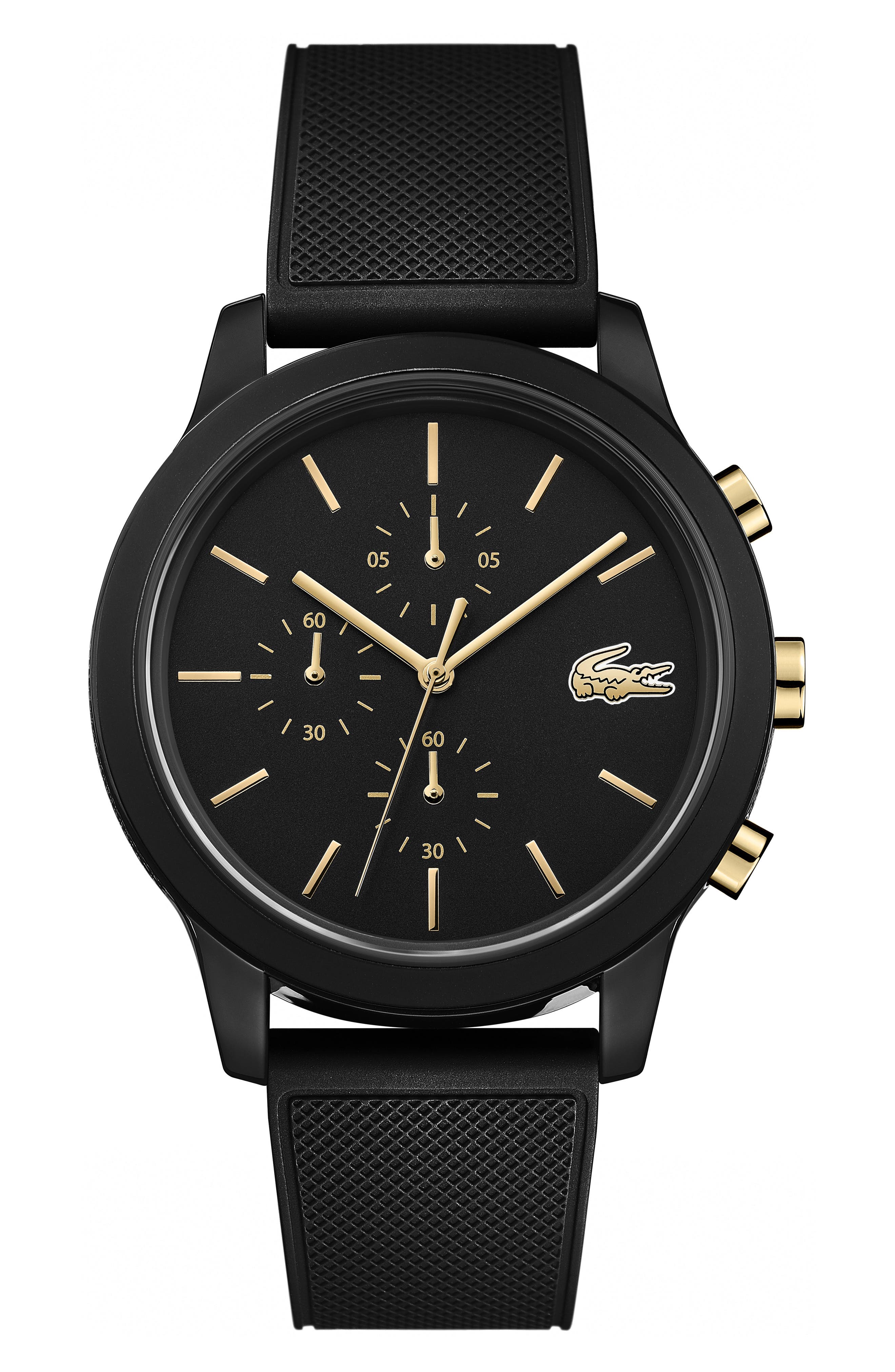 Lacoste 12.12 Chronograph Silicone Strap Watch, 44mm Nordstrom