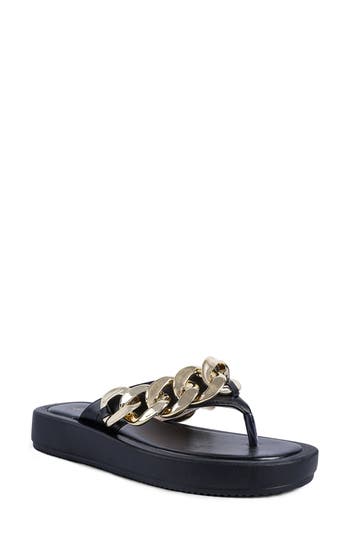 London Rag Chain Flip Flop Sandal In Black