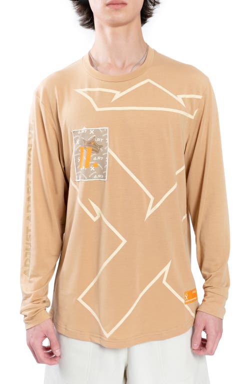 D.RT D. RT Xtra Long Sleeve Graphic Tee in Camel