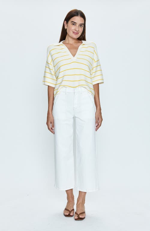 Shop Pistola Sophia Stretch Cotton Ankle Wide Leg Pants In Le Blanc