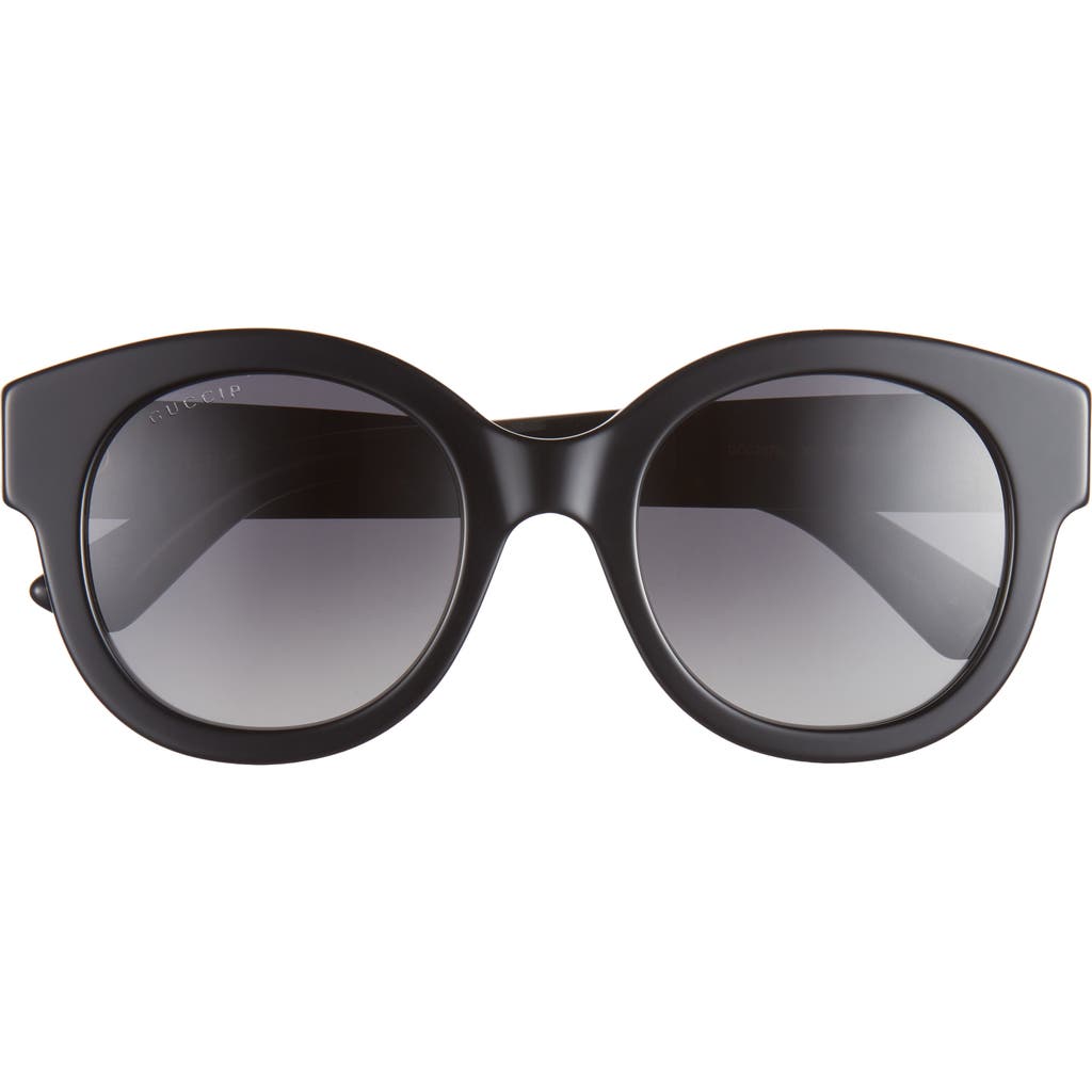Gucci 51mm Round Polarized Sunglasses In Black Black Grey