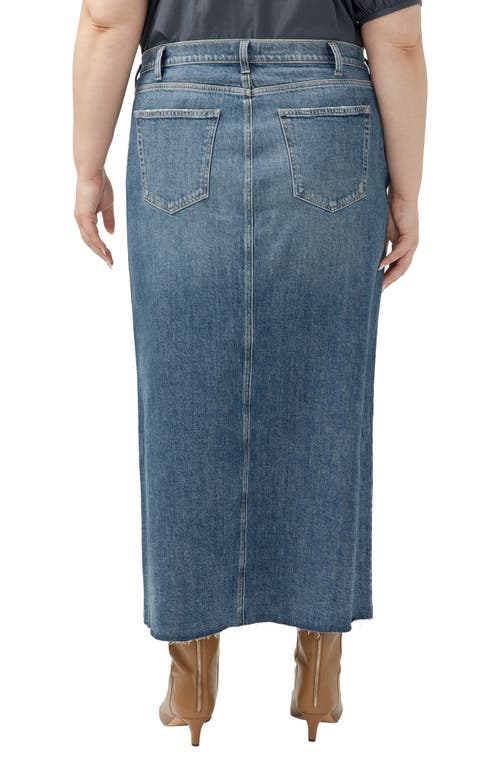 Shop Silver Jeans Co. Raw Hem Denim Maxi Skirt In Indigo