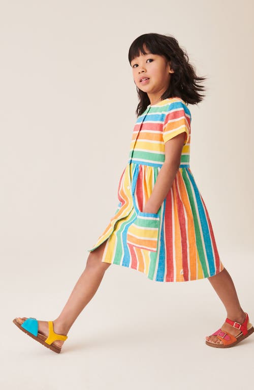 Shop Little Bird Kids' Rainbow Stripe Cotton & Linen Shirtdress In Multi Stripe