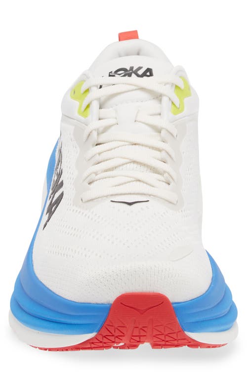 Shop Hoka Bondi 8 Running Shoe In Blanc De Blanc/virtual Blue