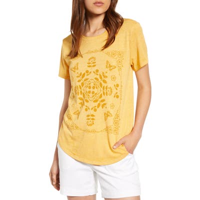 Lucky Brand Butterfly Matchbox Graphic Tee, Yellow
