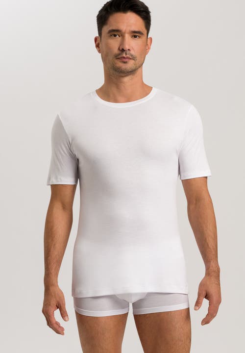 Hanro Men's Sea Island Cotton Crewneck Tee In White
