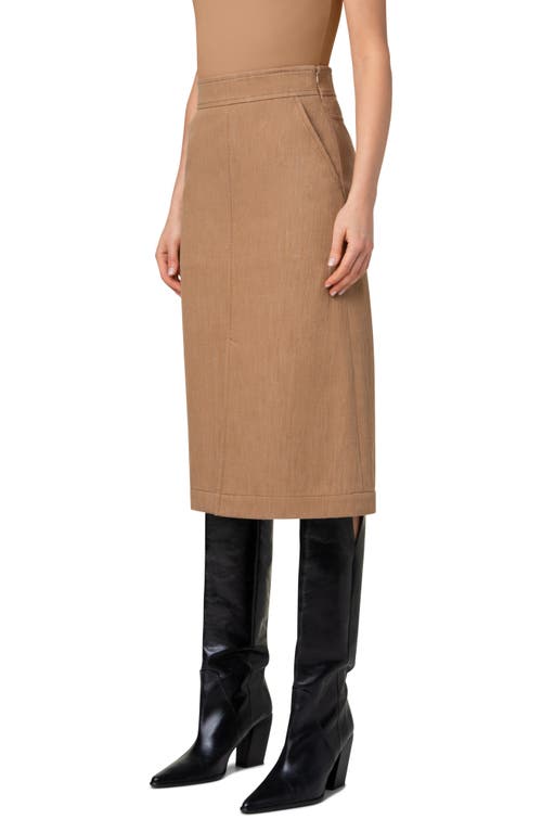 Shop Akris Punto Washed Denim A-line Skirt In Caramel