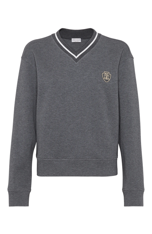 Shop Brunello Cucinelli Sweatshirt With Logo In Lead