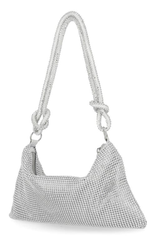 Shop Jessica Mcclintock Dolly Crystal Mesh Shoulder Bag In Silver/silver