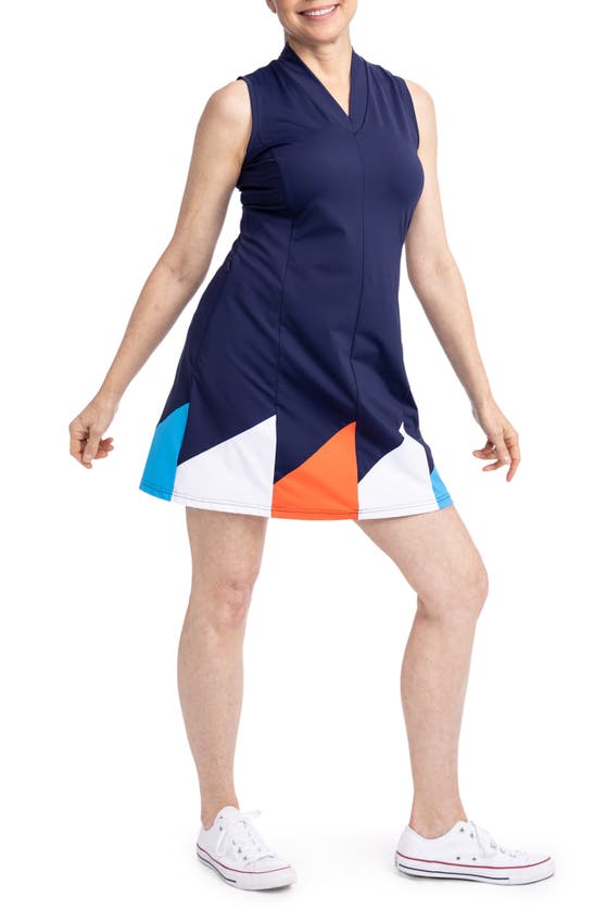 Shop Kinona Helping Wind Sleeveless Dress In Navy