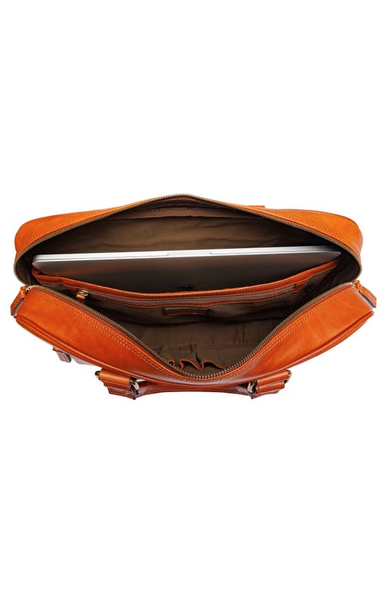 Shop Bosca Italia Stringer Leather Briefcase In Amber