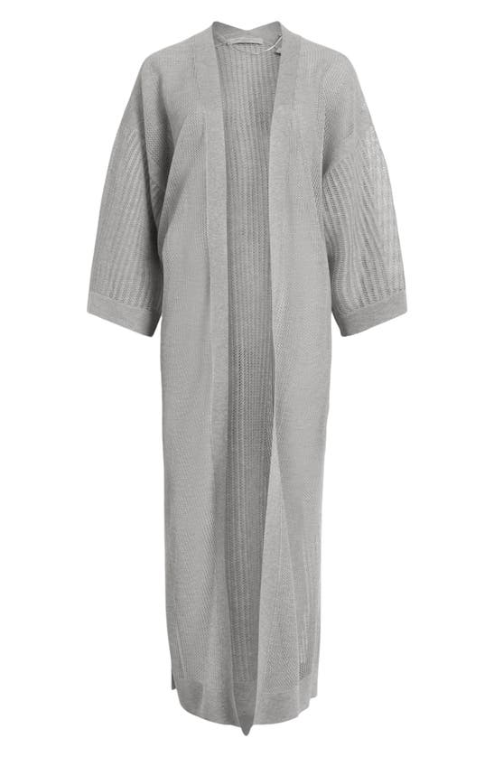 Shop Allsaints Misha Open Stitch Longline Cardigan In Grey