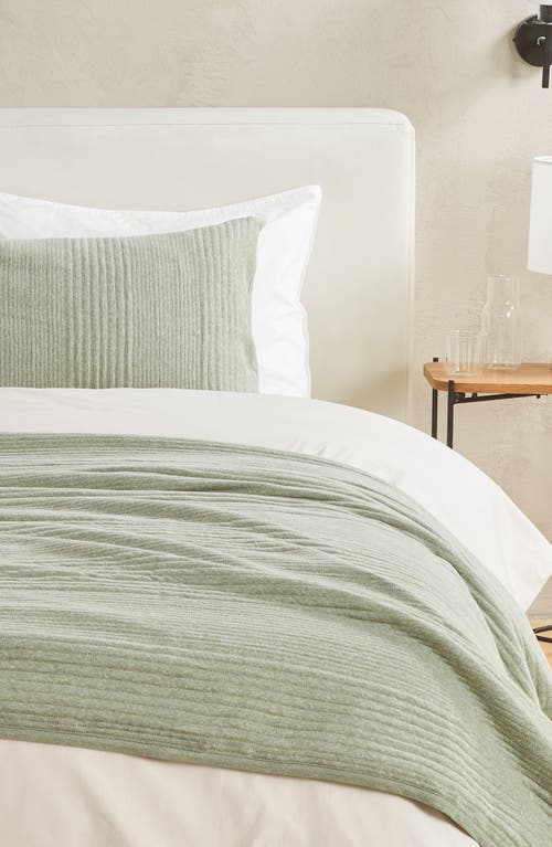 Woven & Weft Channel Stitch 3-piece Jersey Quilt Set In Heathered Eucalyptus