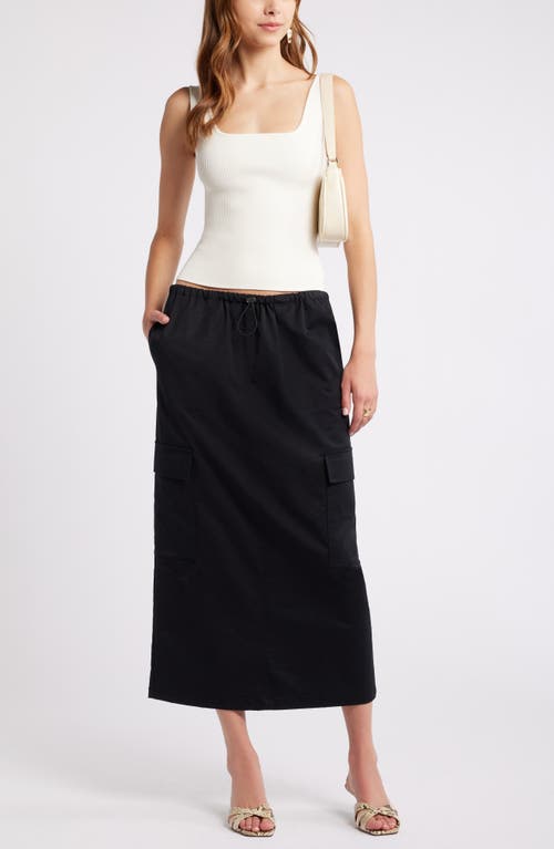 Shop Open Edit Drawcord Maxi Utility Cargo Skirt In Black