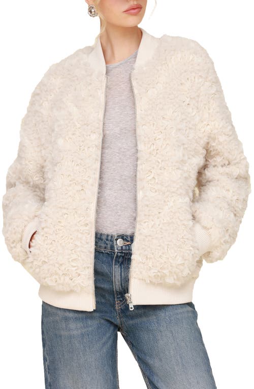 Shop Avec Les Filles Oversize Faux Shearling Bomber Jacket In Cream