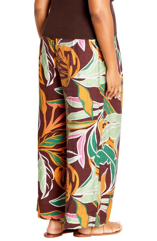 Shop City Chic High Waist Wide Leg Pants In Opulent Foligae