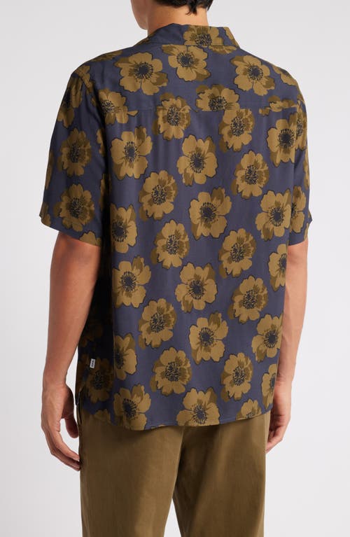 Shop Wax London Didicot Winter Poppy Floral Camp Shirt In Navy/khaki