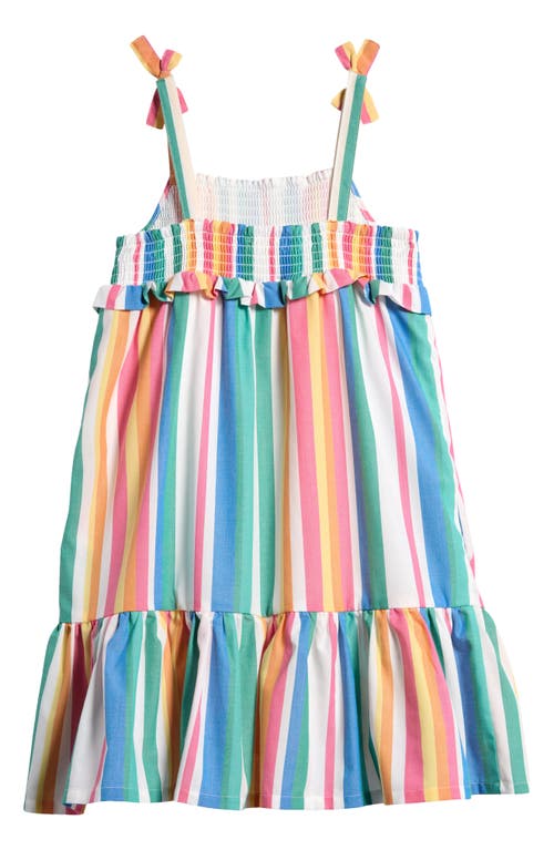 Shop Tucker + Tate Kids' Smocked Tiered Chambray Dress In White- Multi Seashore Stripe