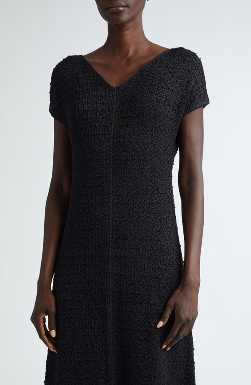 Shop Lafayette 148 New York Textured Stitch Tussah Silk Midi Dress In Black Multi