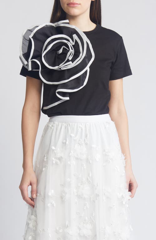 Florence 3D Flower T-Shirt in Black