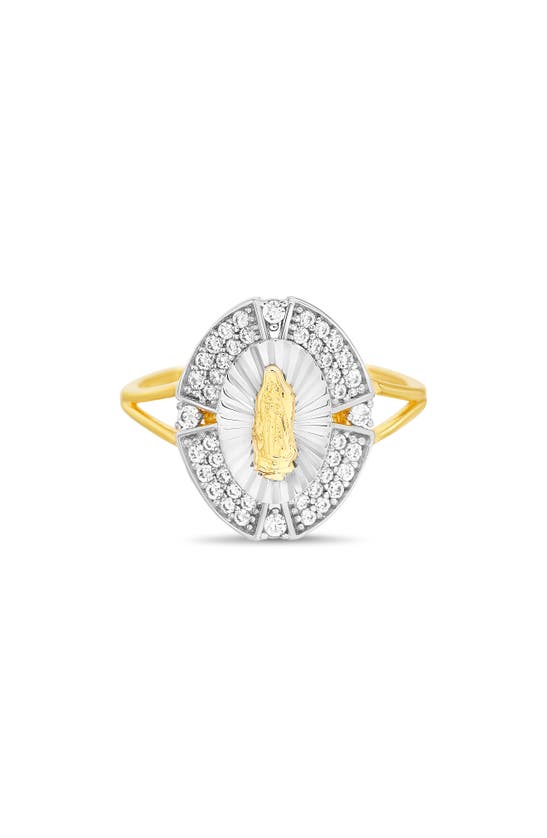 Shop Paige Harper Two-tone Cz Virgin Mary Ring In Two Tone