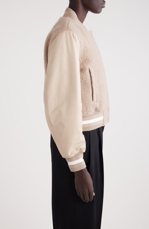 Shop Givenchy Alpaca Blend & Leather Varsity Jacket In Pumice Beige