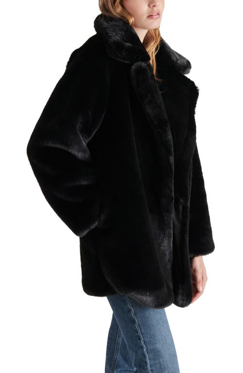 Shop Steve Madden Faux Fur Snow Coat In Black