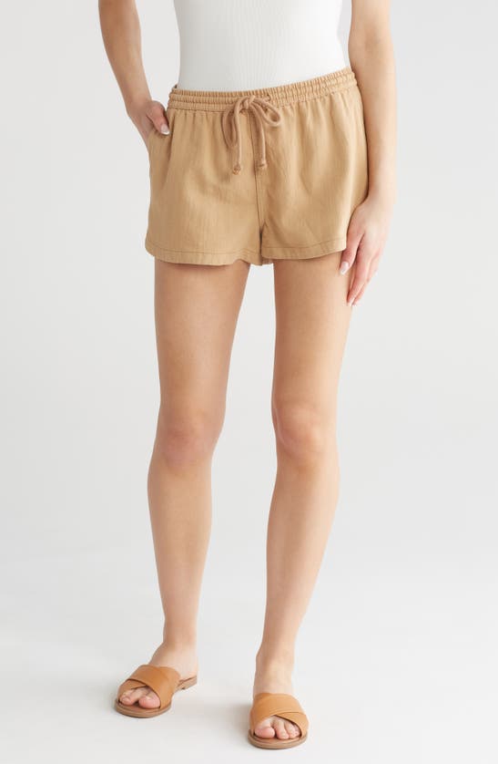 Shop Abound Cotton Twill Drawstring Shorts In Tan Cartouche