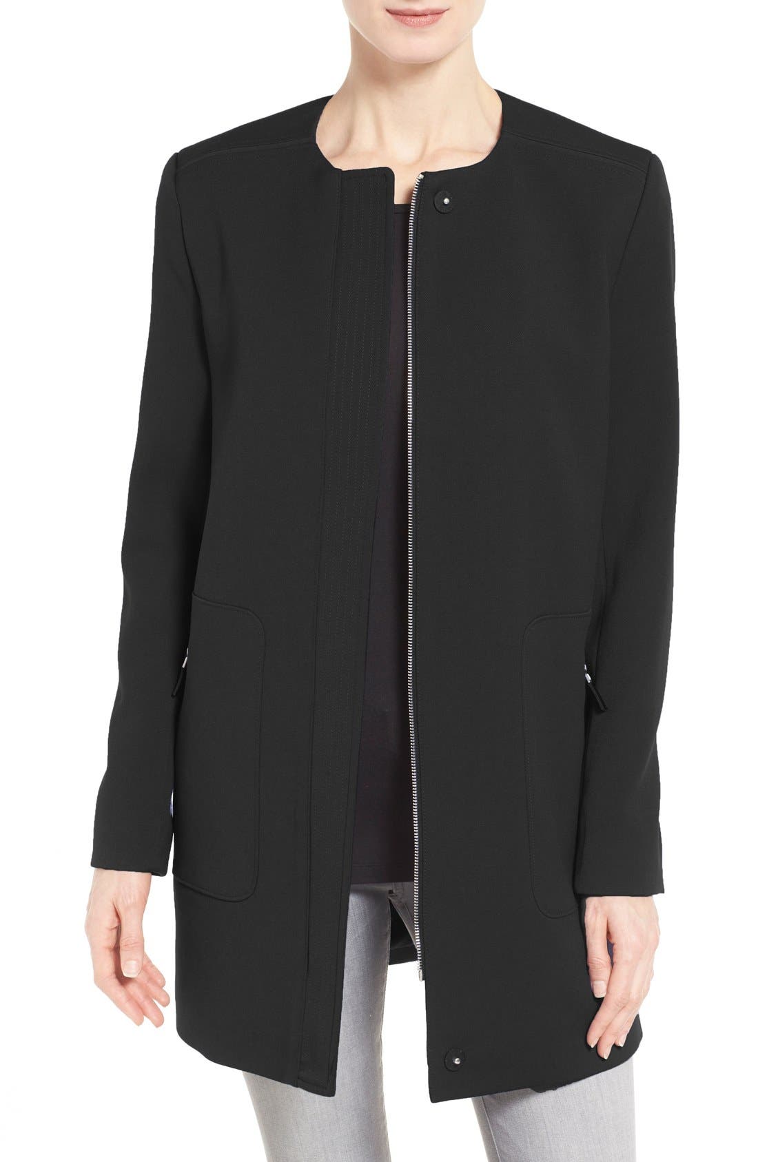 Cole New York Collarless Oxford Cloth Coat Nordstrom