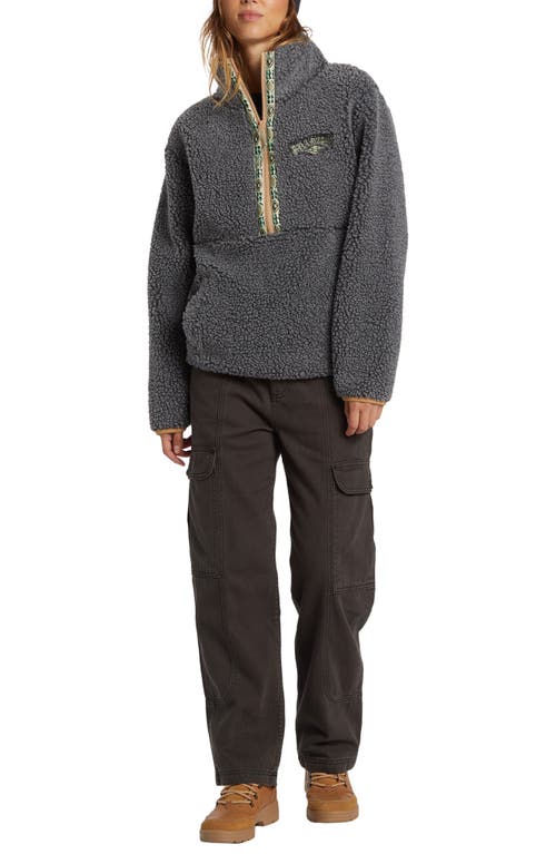 Billabong Horizon High Pile Fleece Half Zip Sweatshirt In Charcoal