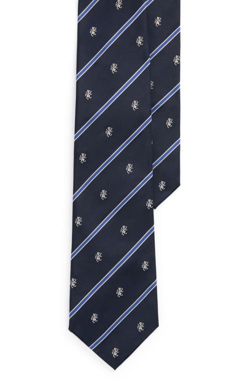 Shop Ralph Lauren Purple Label Repp Club Stripe Silk Tie In Navy/blue