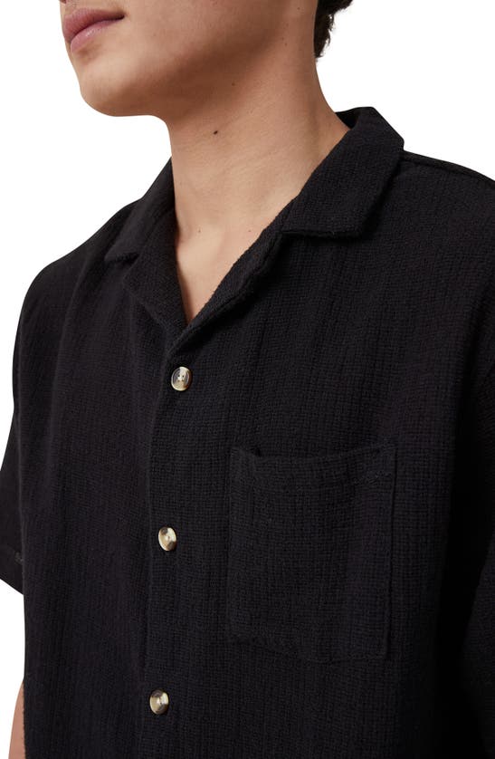Shop Cotton On Palma Cotton Blend Camp Shirt In Washed Black