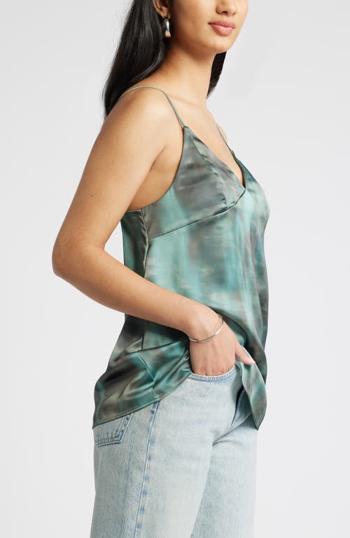 Shop Open Edit Satin Camisole In Olive Morph Dye