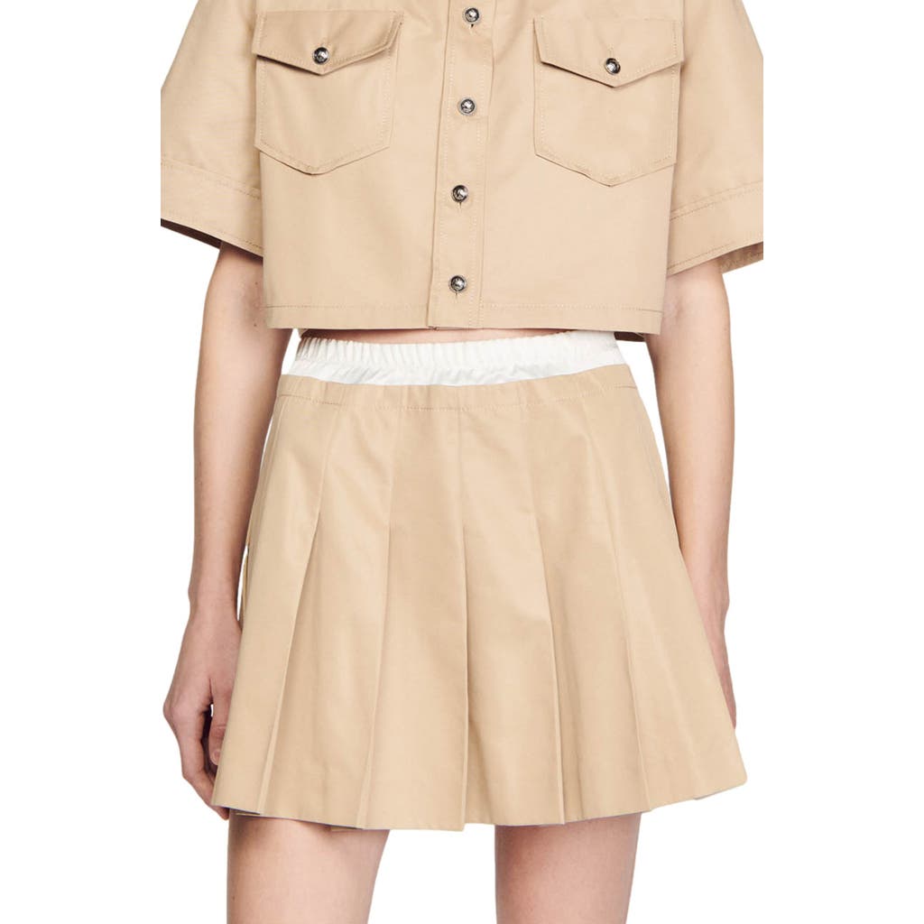 Sandro Indiana Crop Button-up Shirt In Neutral
