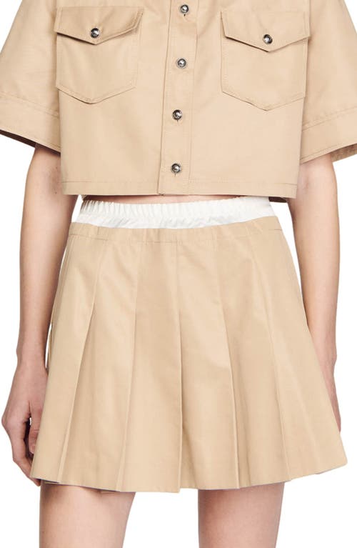 sandro Indiana Crop Button-Up Shirt Beige at Nordstrom,