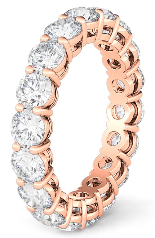 Hautecarat Round Cut Lab Created Diamond 18k Gold Eternity Band Ring In Rose Gold