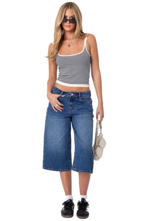Edikted Saylor Stripe Sweater Camisole In Cream-and-navy