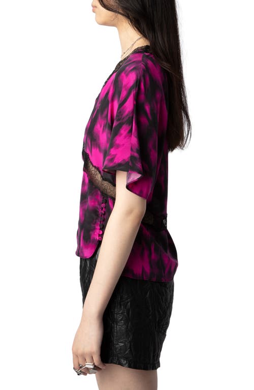 Shop Zadig & Voltaire Tzar Abstract Print Silk Crêpe De Chine Top In Noir