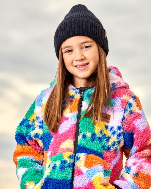 Shop Deux Par Deux Little Girl's Reversible Soft Fleece Jacket Multicolored In Printed Abstract Art