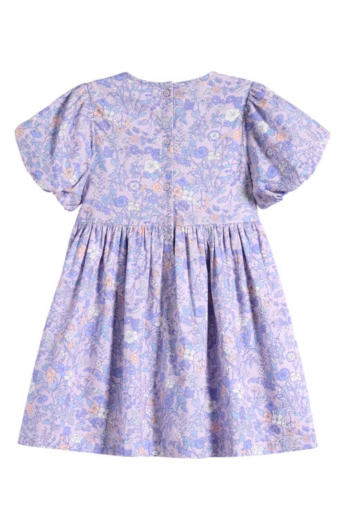 Shop Nordstrom Kids' Print Cotton Puff Sleeve Dress In Purple Petal Prim Vines