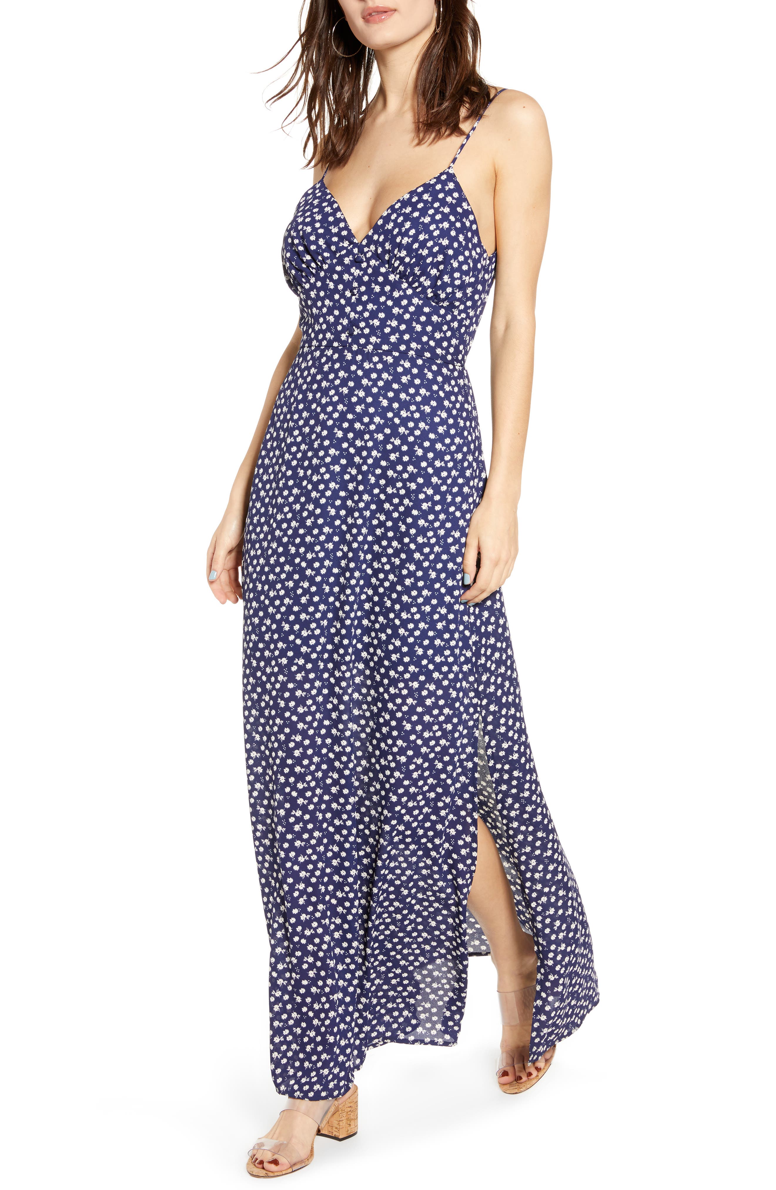 Row A Strappy Maxi Dress, Blue