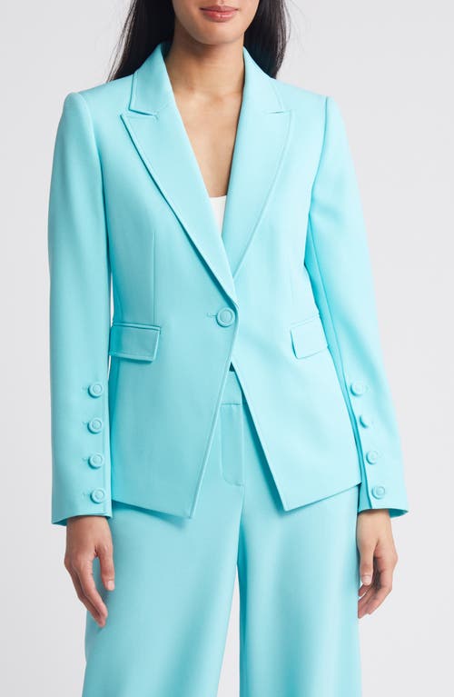 One-Button Blazer in Turquoise