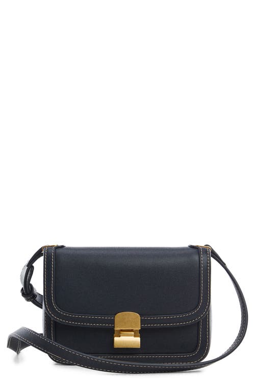 MANGO Faux Leather Crossbody Bag in Dark Navy at Nordstrom