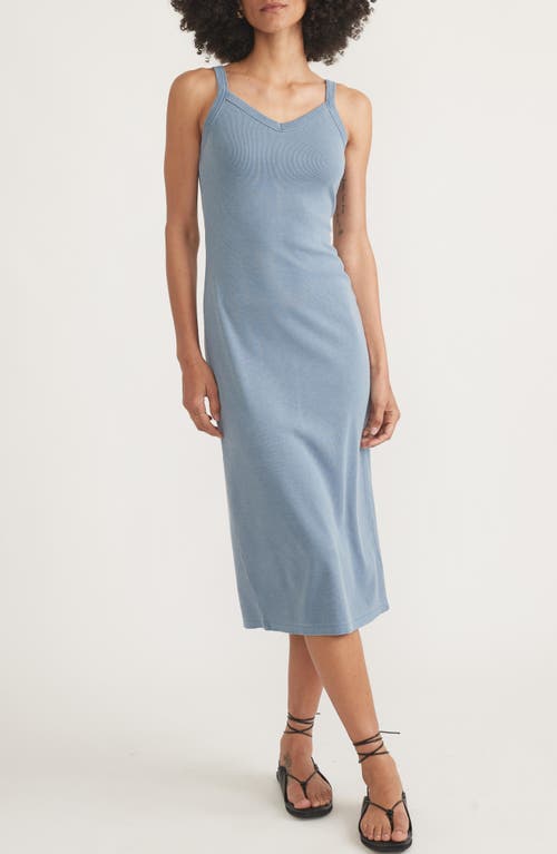 Marine Layer Lexi V-Neck Rib Midi Dress Vintage Indigo at Nordstrom,